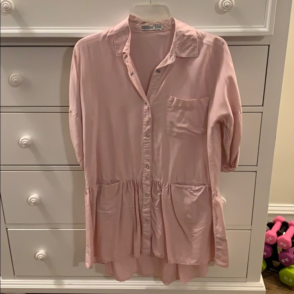 Zara basics shirt dress with frill